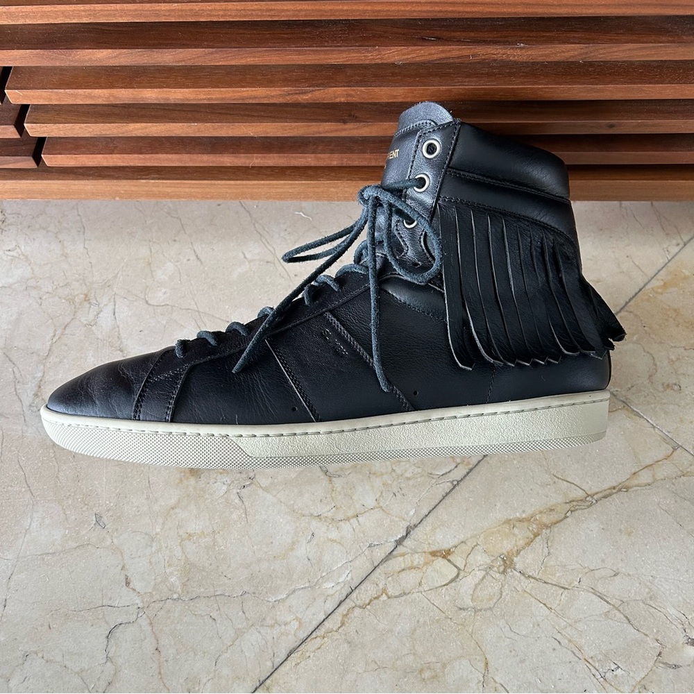 Saint Laurent SL-18 High-Top Black Leather Sneakers - Picture 8 of 14